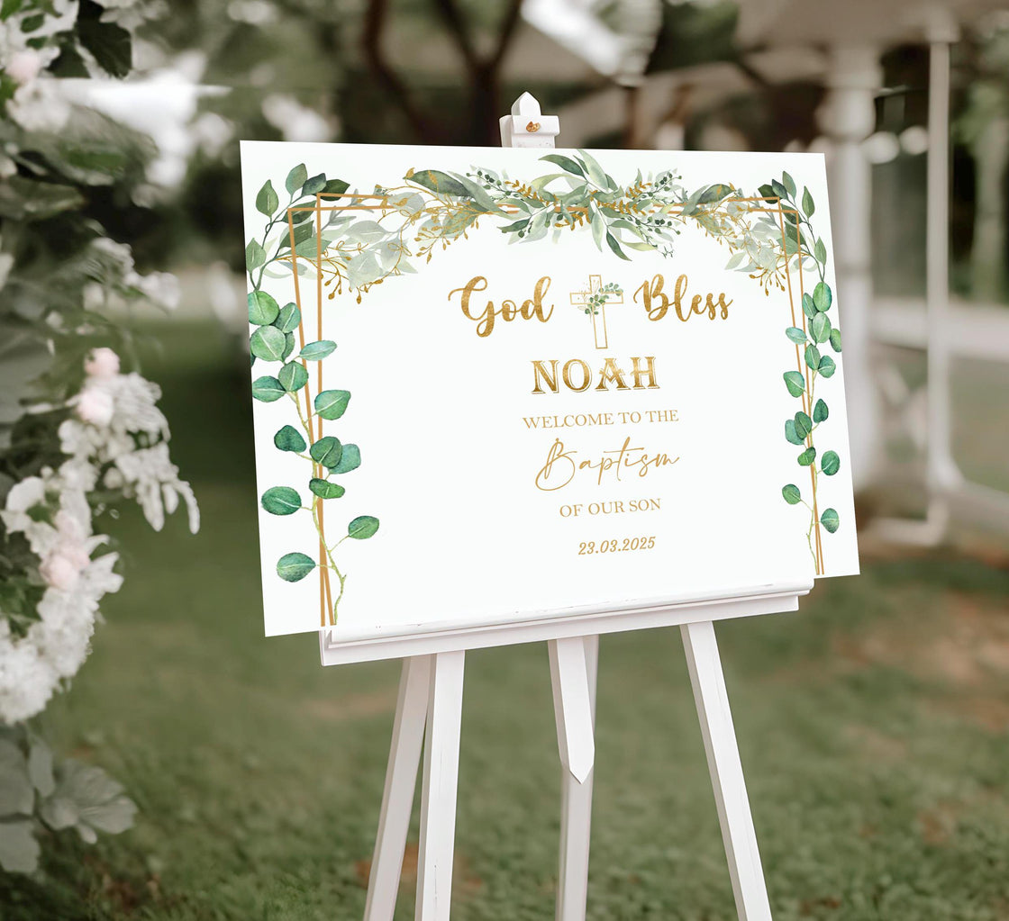 God Bless Baptism Welcome Sign Printed & Shipped, Gender Neutral Baptism Foam Board,