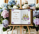 Printed Princess Bridal Shower Sign Floral Castle Book Wedding Shower Foam Board Fairytale Bridal Brunch Printed Poster Future Mrs