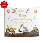 Excavator Trucks Digger Decor Caution Boy Baby Sprinkle photobooth