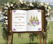 Printed Princess Prince Sign Baby Shower Welcome Foamboard Royal Castle Book Poster Paper Floral Baby Shower Decor Personalized Party Poster