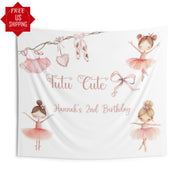 2nd Birthday Party Decor Ballerina Tutu Cute Birthday Backdrop Girl Blush Decor Watercolor Pink Bow Custom Photobooth Second Birthday Decor