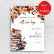 Printed Bridal Shower Welcome Sign Book Themed Bachelorette Party Foamboard A New Chapter Engagement Poster Storybook Engagement Decor