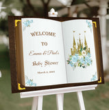 Baby Shower Welcome Sign Printed Poster Royal Castle Book Foamboard Floral Baby Shower Decor Prince Princess Personalized Party Poster