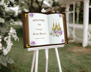 Printed Princess Bridal Shower Sign Floral Castle Book Wedding Shower Foam Board Fairytale Bridal Brunch Printed Poster Future Mrs