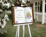 Printed Princess Bridal Shower Sign Floral Castle Book Wedding Shower Foam Board Fairytale Bridal Brunch Printed Poster Future Mrs