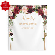 Custom Photobooth Welcome Baby Decor Personalized Pink Red Flower Background