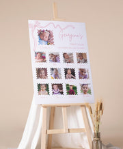 Printed Girl First Birthday Milestone Sign Pink Bow 1st Birthday Photo Foam Board Milestone Poster Paper Baby First Year Stats