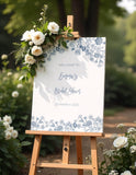 Printed Bridal Shower Welcome Sign Slate Blue Toile Poster Bachelorette Party Foamboard