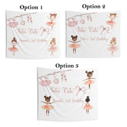 2nd Birthday Party Decor Ballerina Tutu Cute Birthday Backdrop Girl Blush Decor Watercolor Pink Bow Custom Photobooth Second Birthday Decor
