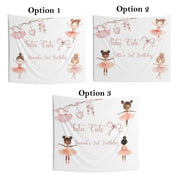Ballerina Tutu Cute Birthday Backdrop Girl 2nd Birthday Party Banner Blush Decor Watercolor Pink Bow Custom Photobooth Second Birthday Decor