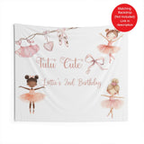 Printed Ballerina Tutu Cute Birthday Welcome Sign Girl Blush Coquette Bow Foamboard 2 Years Second Birthday Custom Poster Paper