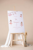 Blush Coquette Bow Poster Paper First Birthday 1 Year Old Custom Sign