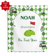 Golf First Birthday Banner Custom Masters 1st Birthday Party Decor Mastered First Year Backdrop Personalized Welcome Sign High Chair Banner