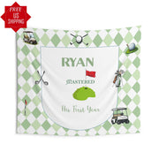 Custom Masters 1st Birthday Party Decor Golf First Birthday Banner Mastered First Year Backdrop Personalized Welcome Sign High Chair Banner