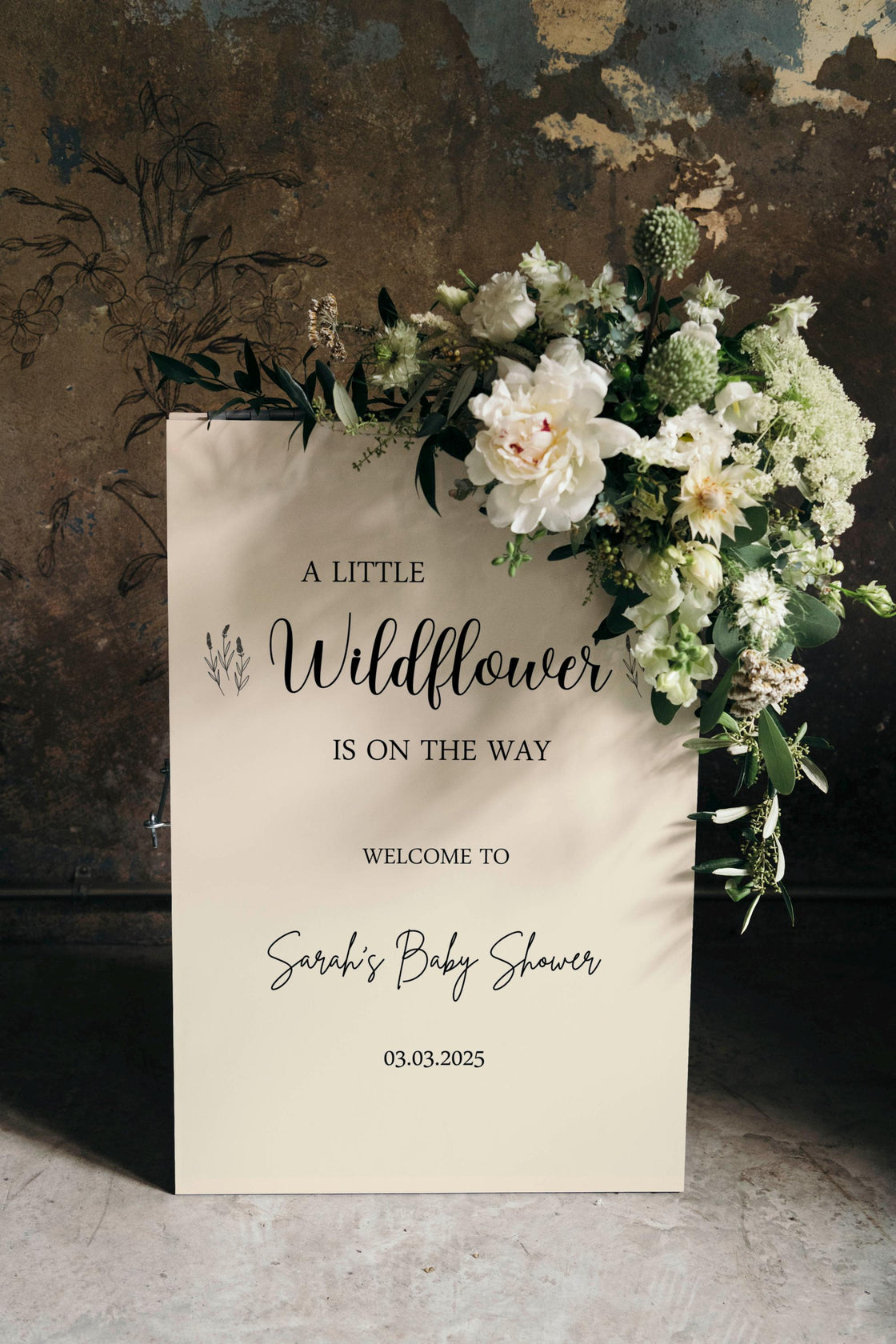Little Wildflower Baby Shower Foam Board Simple Modern Sign Paper Poster Minimalist Welcome Sign Personalised Gender Neutral Decor