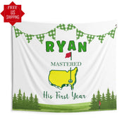 First Birthday Party Decor Golf First Birthday Banner Mastered 1st Year Backdrop Masters Personalized Welcome Sign High Chair Banner