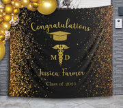 Graduation Backdrop MD Doctor of Medicine Medical School Grad Banner Personalized Doctorate PHD Residency Graduate Class of 2025 Dentist Vet