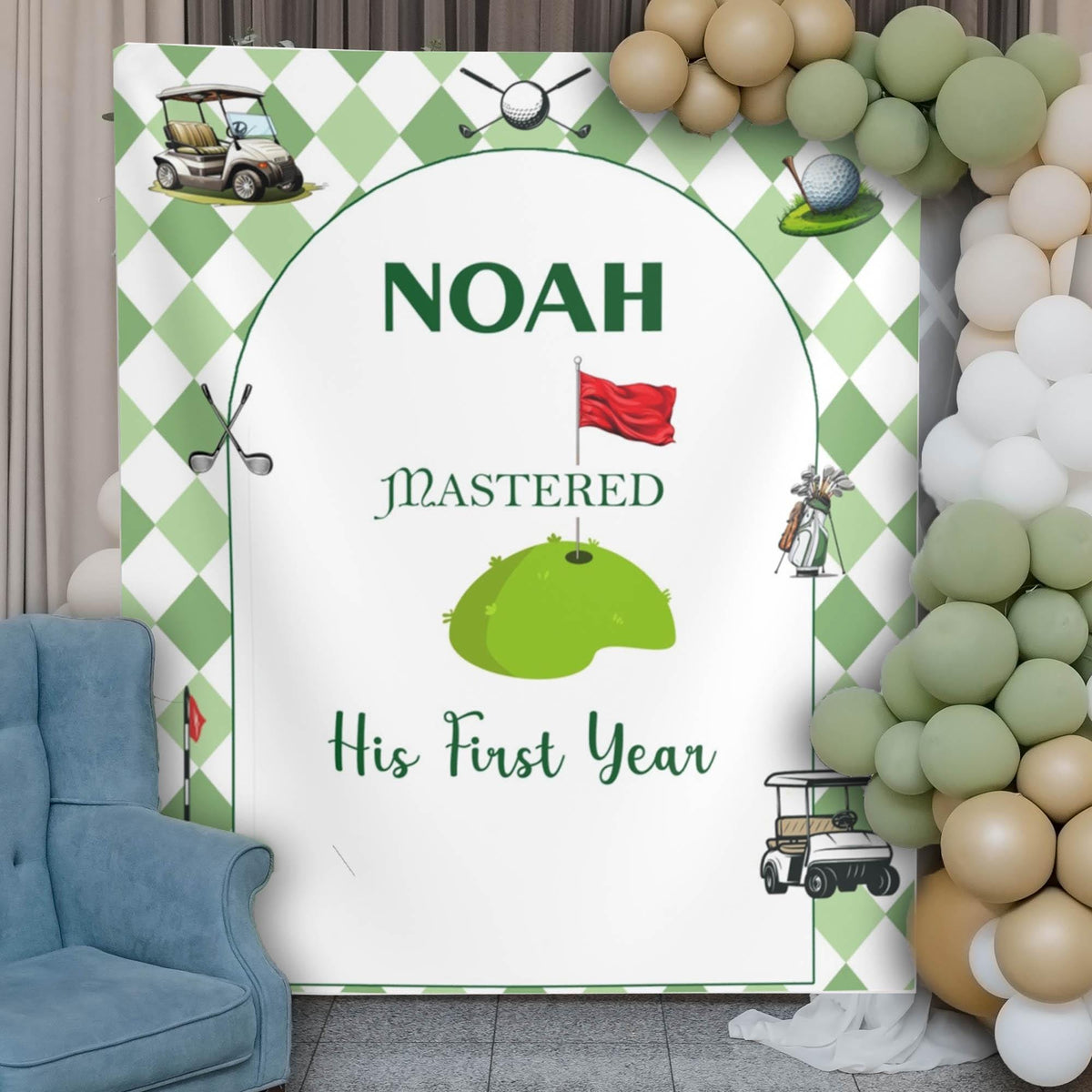 Custom Masters 1st Birthday Party Decor Golf First Birthday Banner