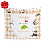 Custom Masters 1st Birthday Party Decor Golf First Birthday Banner Mastered First Year Backdrop Personalized Welcome Sign High Chair Banner