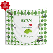 Custom Masters 1st Birthday Party Decor Golf First Birthday Banner Mastered First Year Backdrop Personalized Welcome Sign High Chair Banner