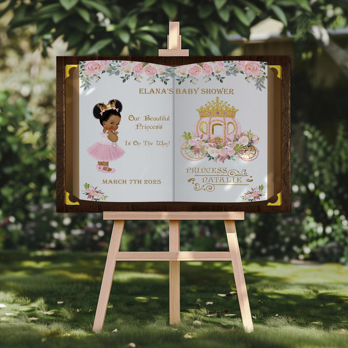 Tiara Crown Baby Shower Poster Book Entrance Sign