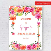 Printed Citrus Sign Bridal Brunch Welcome Foamboard Bright Floral Entrance Sign Bachelorette Party Poster Hot Pink Mediterranean Decor