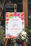 Citrus Baby Brunch Welcome Sign Foam Board Custom Hot Pink Orange Floral Baby Shower Decor Welcome Poster Baby Sprinkle Printed Shipped