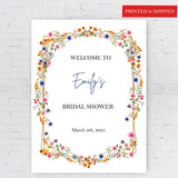 Printed Wildflower Sign Bridal Shower Welcome Foamboard Colorful Engagement Entrance Sign Bachelorette Party Poster Future Mrs Decor