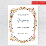 Printed Wildflower Sign Baby Shower Welcome Decor Spring Florals Entrance Foamboard Custom Sign Baby Sprinkle Poster Paper Gender Neutral