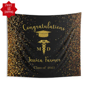 Graduation Backdrop MD Doctor of Medicine Medical School Grad Banner Personalized Doctorate PHD Residency Graduate Class of 2025 Dentist Vet