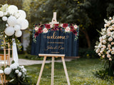 Navy Burgundy Welcome Sign Floral Foam Board Burgundy Blush Welcome Signage