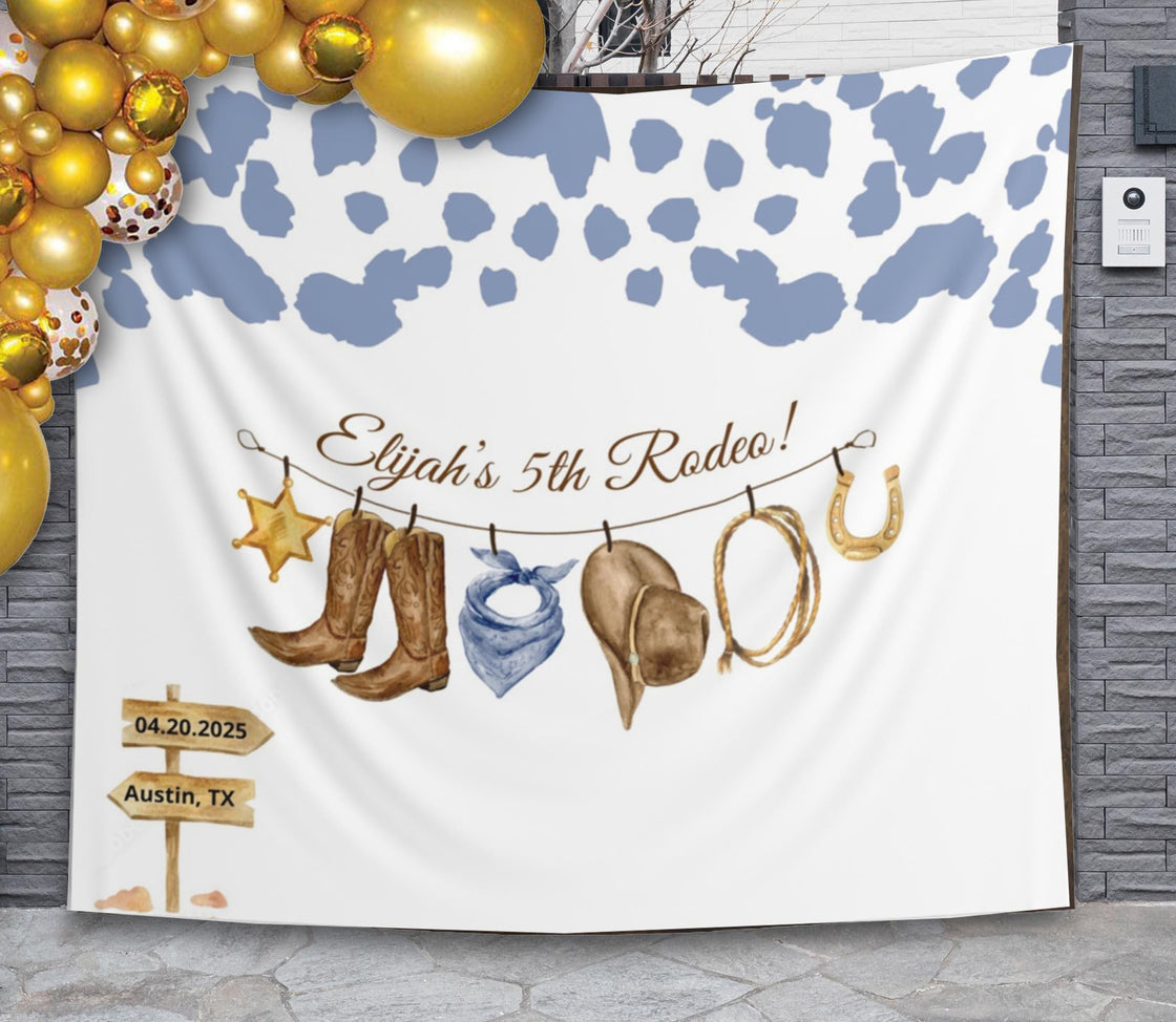 Rodeo Birthday Decor Cowboy Party Banner Custom Wild West Backdrop