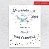 Adventure Baby Shower Foam Board Sign, Gender Neutral Airplane Welcome Sign, Boy Baby Shower Poster, Adventure Begins Custom Sign