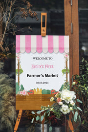 Printed Farmers Market Welcome Sign, Fresh Fruits Birthday Party Poster,