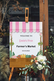 Printed Farmers Market Welcome Sign, Fresh Fruits Birthday Party Poster,