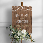 Printed Family Reunion Welcome Sign, Rustic Lights Foamboard Sign,