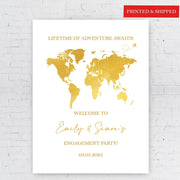 Travel World Map  Destination Wedding Shower Poster Personalized