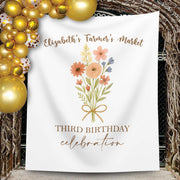 Farmer's Market Birthday Backdrop, Wildflower Decoration,