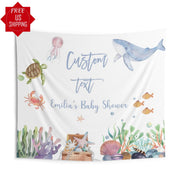 Sea Creatures Ocean Baby Shower Banner, Sea Animals Baby Sprinkle, Custom Sign
