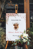 Printed Highland Cow Bridal Shower Welcome Sign Boho Pampas Grass