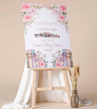 Printed Baby Shower Welcome Sign New Chapter Book Theme Baby Sprinkle Foam Board Custom Pink Floral Blush Baby Shower Entrance Decor