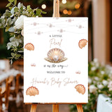 Printed Little Pearl Baby Shower Sign Sea Shells Baby Sprinkle Foamboard