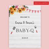 Printed BabyQ Welcome Sign, Baby-Q Shower Decor, BBQ Baby Shower Foamboard, Barbecue Baby Shower Poster Paper, Backyard Entrance Sign