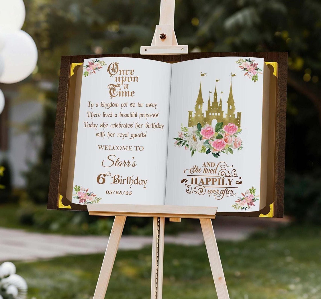 Printed Once Upon a Time Sign Princess Birthday Welcome Foamboard