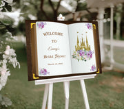 Fairytale Bridal Shower Welcome Sign Princess Floral Castle Book Foam Board Bridal Brunch Printed  Wedding Shower Poster Future Mrs Decor