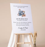 Put The Phone Down Wedding Sign, Printed Unplugged Ceremony Elegant Wedding Foamboard, We love our photographer Entrance Poster Decor