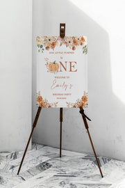 Printed Autumn First Birthday Welcome Sign, Boho Rustic Little Pumpkin Foamboard, Fall Gender Neutral Party Decor, One 1st Birthday Poster