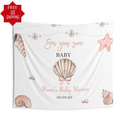 Sea Creatures Photobooth Decor Custom Baby Shower Banner Girl Baby Sprinkle