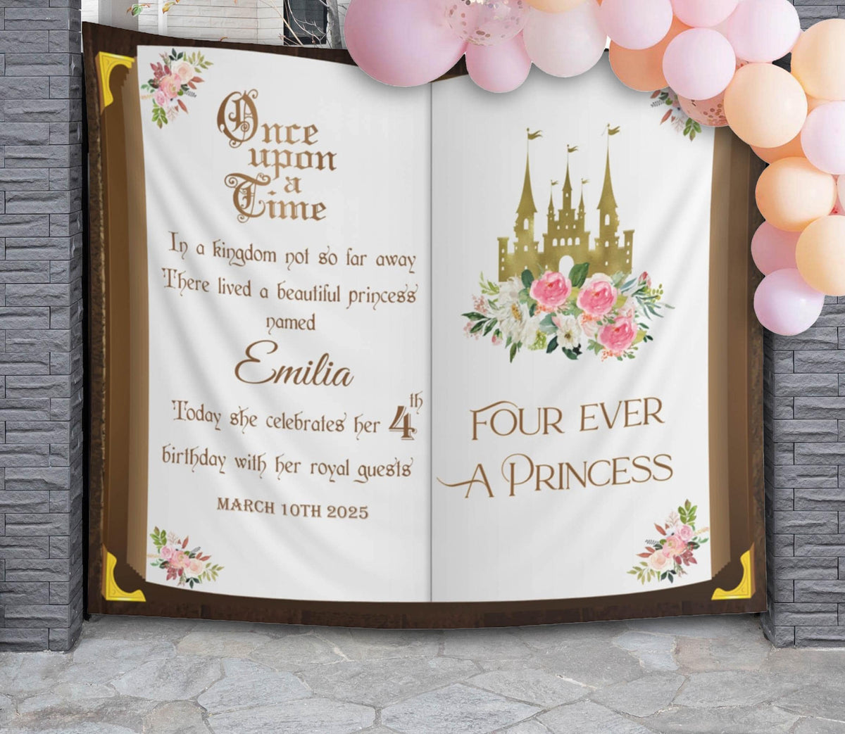 Four Ever A Princess Backdrop 4th Birthday Princess Party Decor