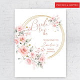 Printed Bride to Be Welcome Sign Bridal Shower Foamboard Floral Bachelorette Party Entrance Sign Decor Personalized Hen Party Poster Paper